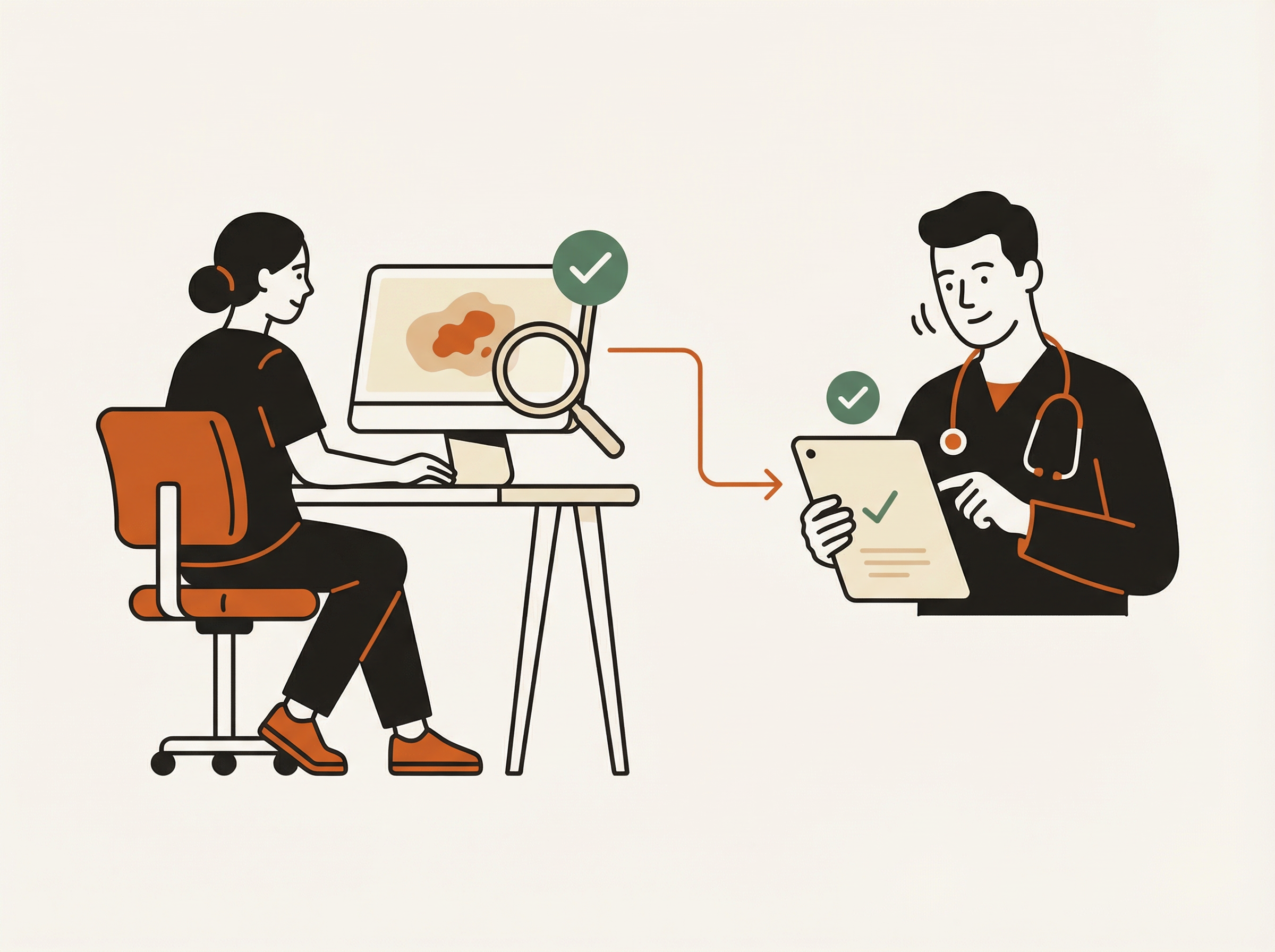 A nurse practitioner triaging an image before GP sign-off