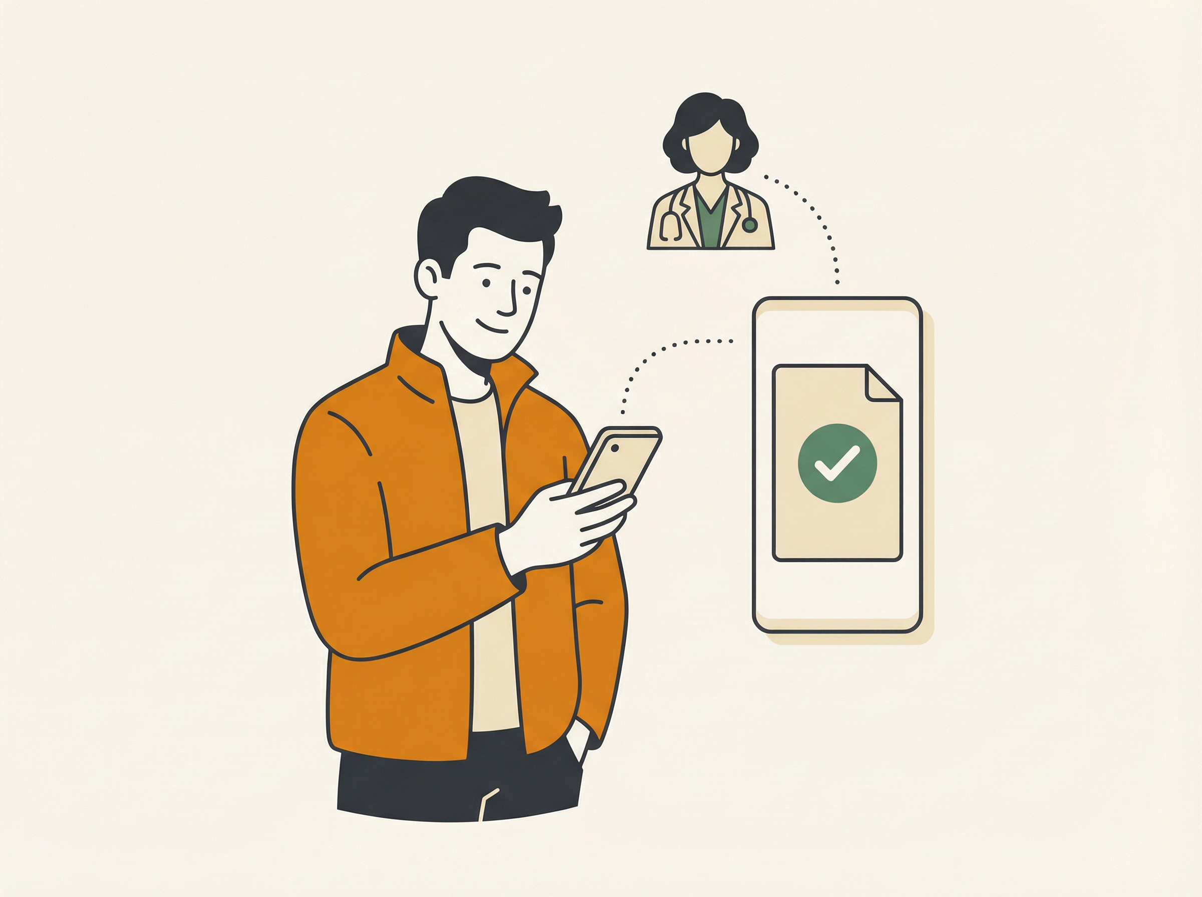 A verified clinical result delivered to a worker's phone